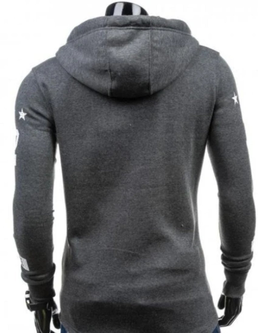 Sleek Urban Edge Men's Biker Hoodie - Modern Streetwear Essential