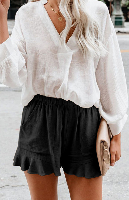 Women's Elegant Cotton Lace-Trim Shorts - Casual & Stylish