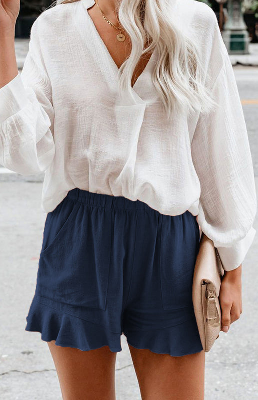Women's Elegant Cotton Lace-Trim Shorts - Casual & Stylish