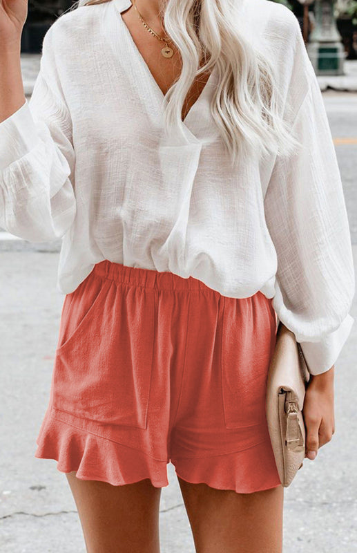 Women's Elegant Cotton Lace-Trim Shorts - Casual & Stylish