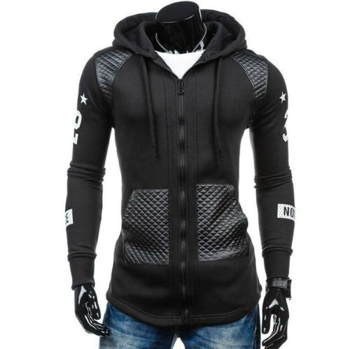 Sleek Urban Edge Men's Biker Hoodie - Modern Streetwear Essential