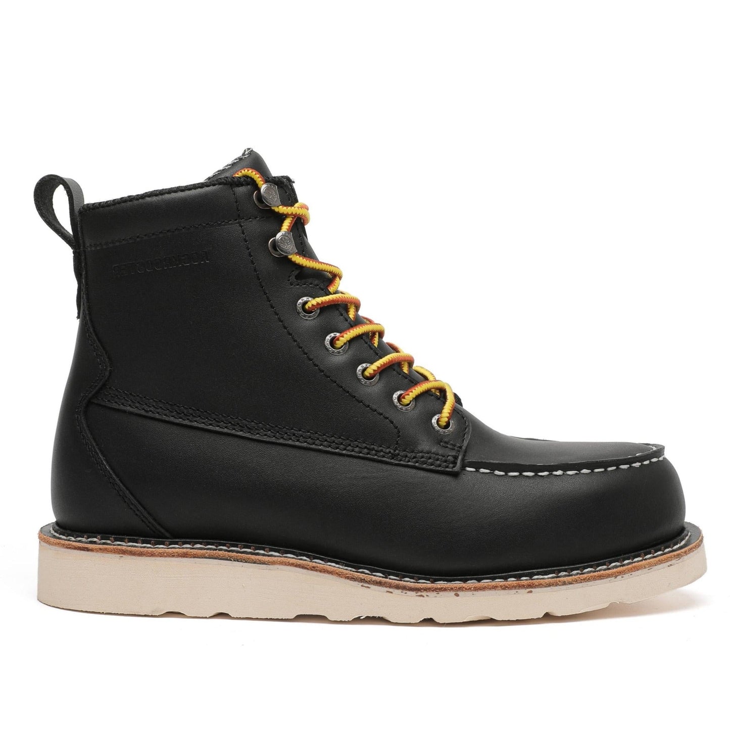 ROCKROOSTER Trinidad: Men's 6-Inch Black Steel Toe Safety Wedge Work Boots