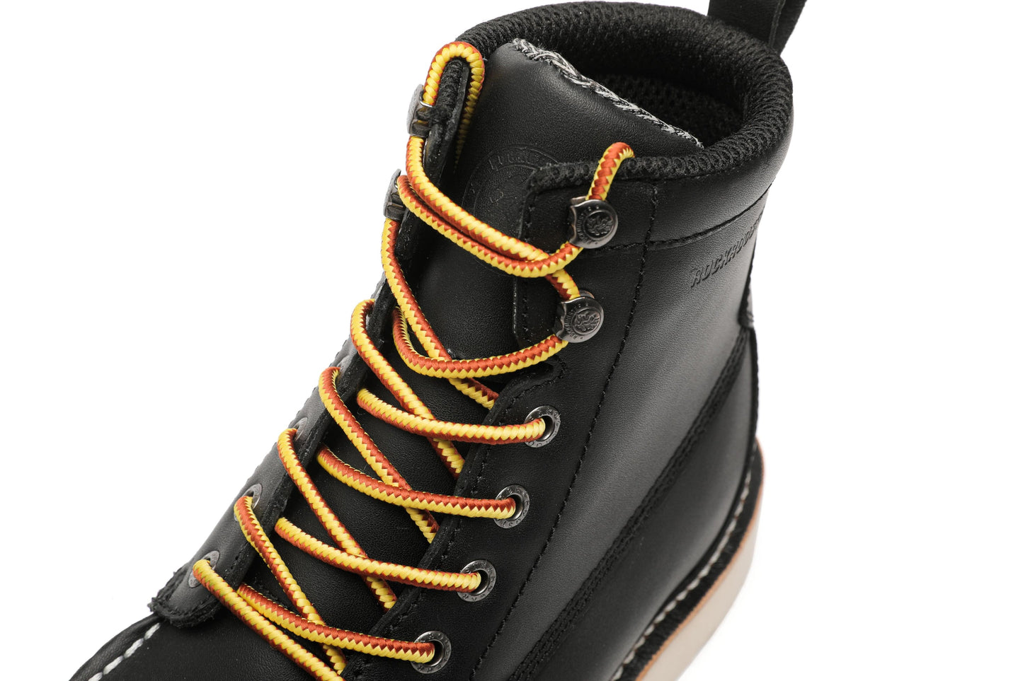 ROCKROOSTER Trinidad: Men's 6-Inch Black Steel Toe Safety Wedge Work Boots