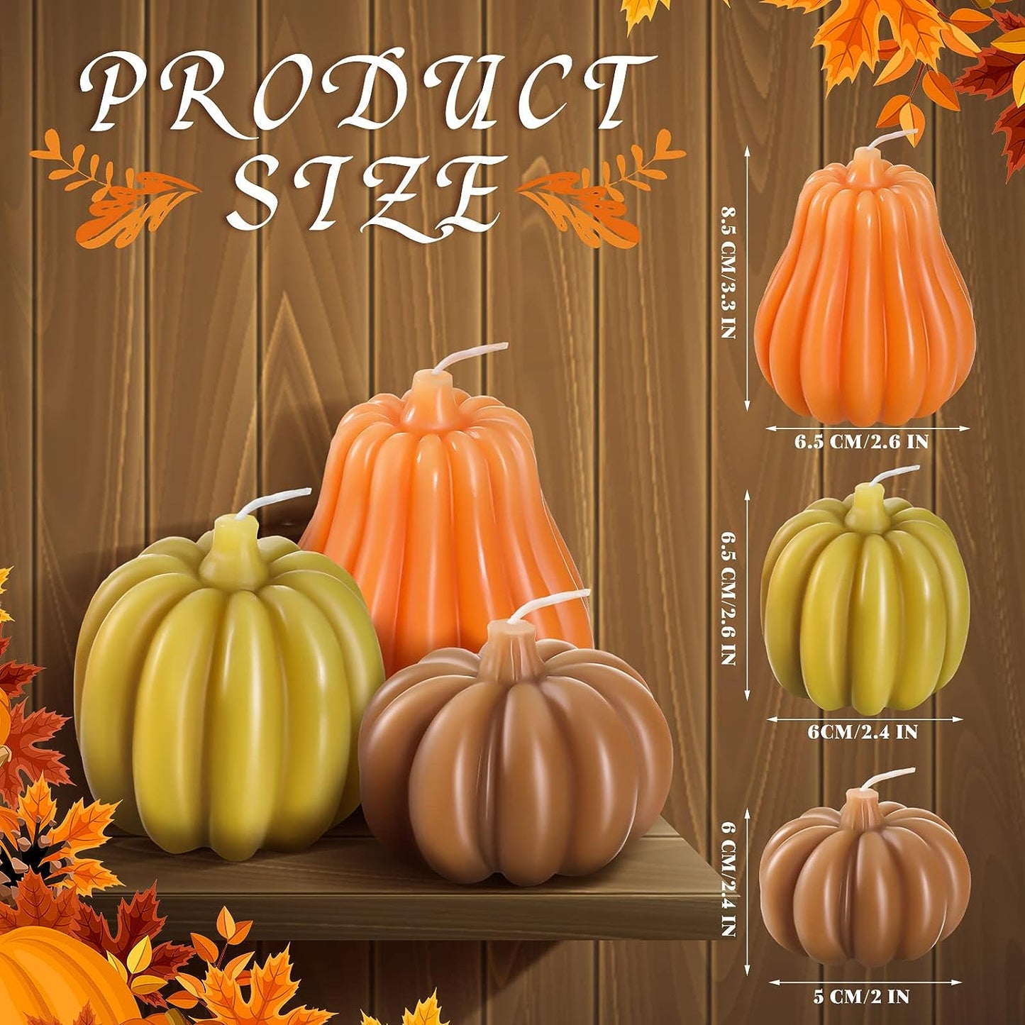 Soy Wax Candles: Handmade ORANGE, YELLOW Pumpkin Shaped Scented Candles | Pumpkin Dreams: 3 Handmade Fall Soy Candles in Pastel Hues π