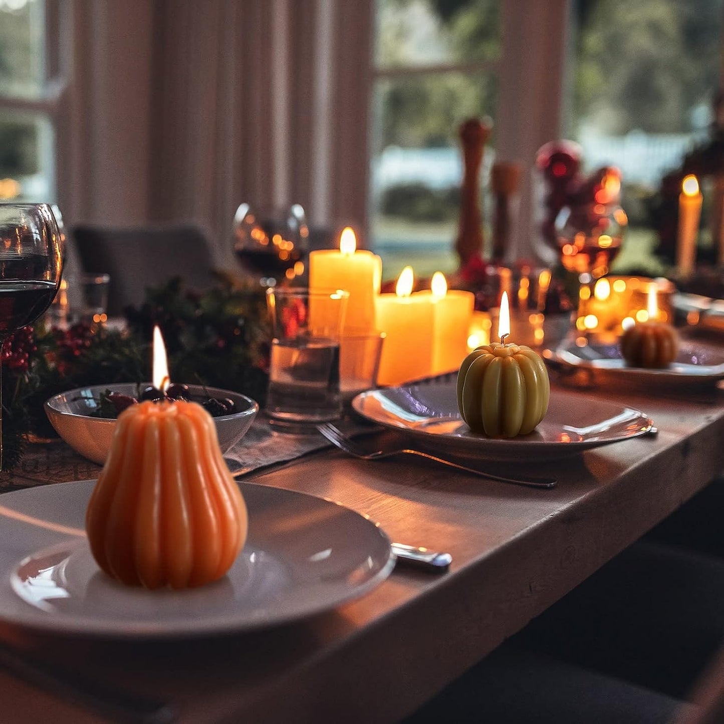 Soy Wax Candles: Handmade ORANGE, YELLOW Pumpkin Shaped Scented Candles | Pumpkin Dreams: 3 Handmade Fall Soy Candles in Pastel Hues π