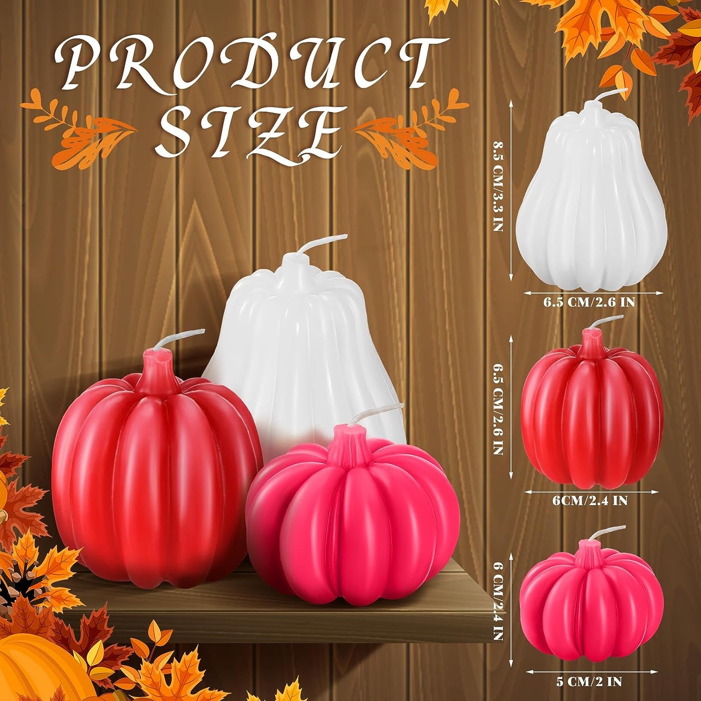 Soy Wax Candles: Handmade RED WHITE Pumpkin Shaped Scented Candles | Pumpkin Dreams: 3 Handmade Fall Soy Candles in Pastel Hues π