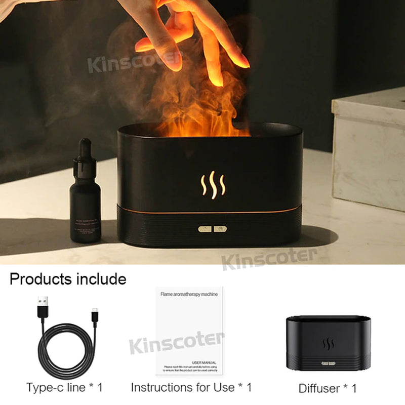 LED Aroma Diffuser | Air Humidifier | Ultrasonic Cool Mist Maker | Essential Oil Flame Lamp Diffusor