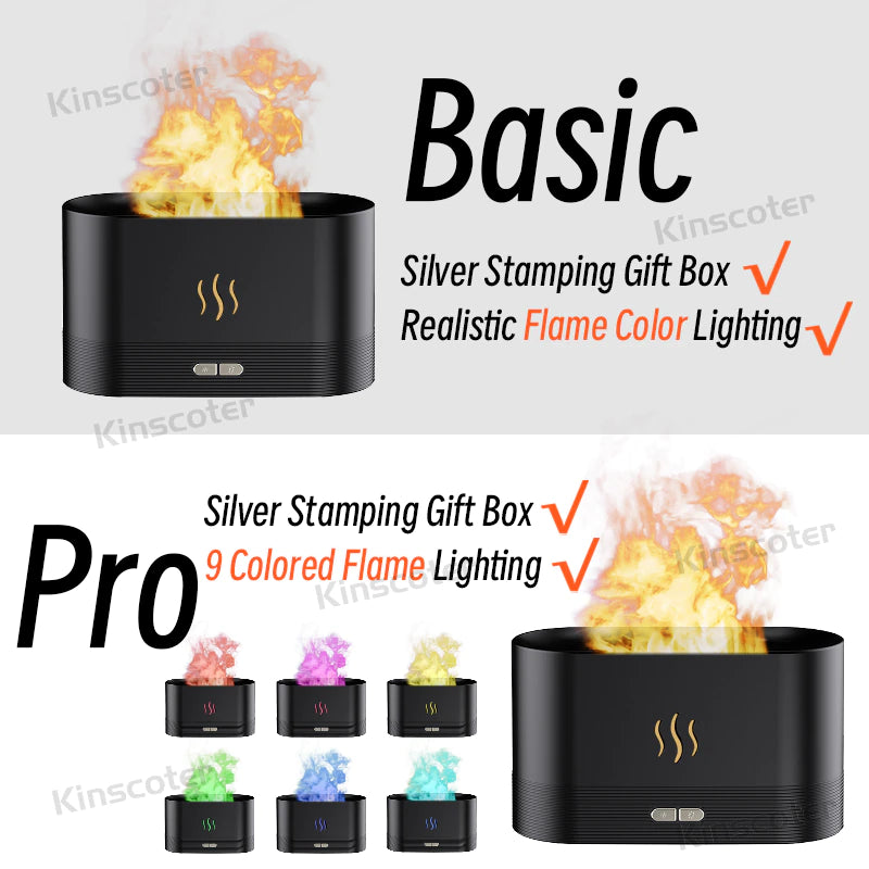 LED Aroma Diffuser | Air Humidifier | Ultrasonic Cool Mist Maker | Essential Oil Flame Lamp Diffusor