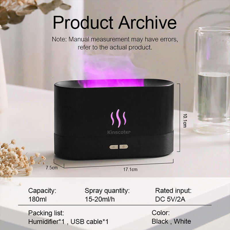 LED Aroma Diffuser | Air Humidifier | Ultrasonic Cool Mist Maker | Essential Oil Flame Lamp Diffusor