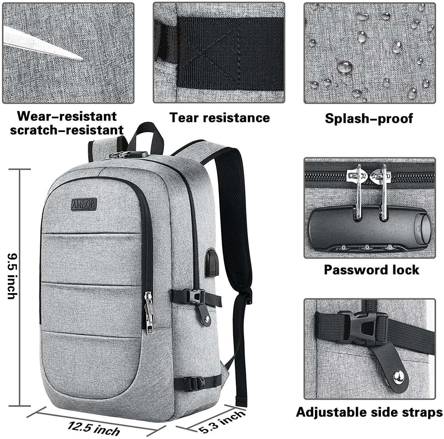 Anti-Theft Travel Laptop Backpack for 17.3 inch Laptops | USB Charging and AUX Ports | Explore with Confidence