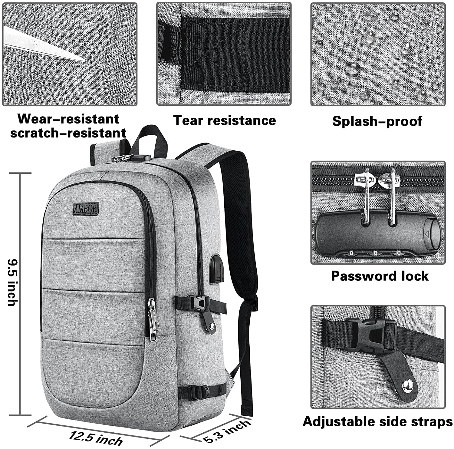 Anti-Theft Travel Laptop Backpack for 17.3 inch Laptops | USB Charging and AUX Ports | Explore with Confidence