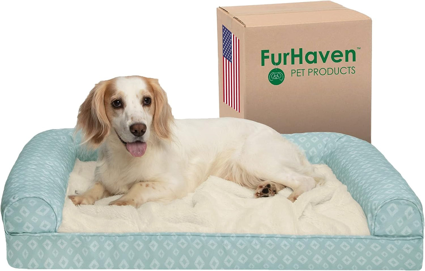 Plush Dog Bed: Luxe Faux Fur & Linen Sofa-Style Dog Bed for Dreamy Rest & Sweet Snuggles | Orthopedic Support, Plush Design, and Easy-Care Luxury for Your Furry Amigo!