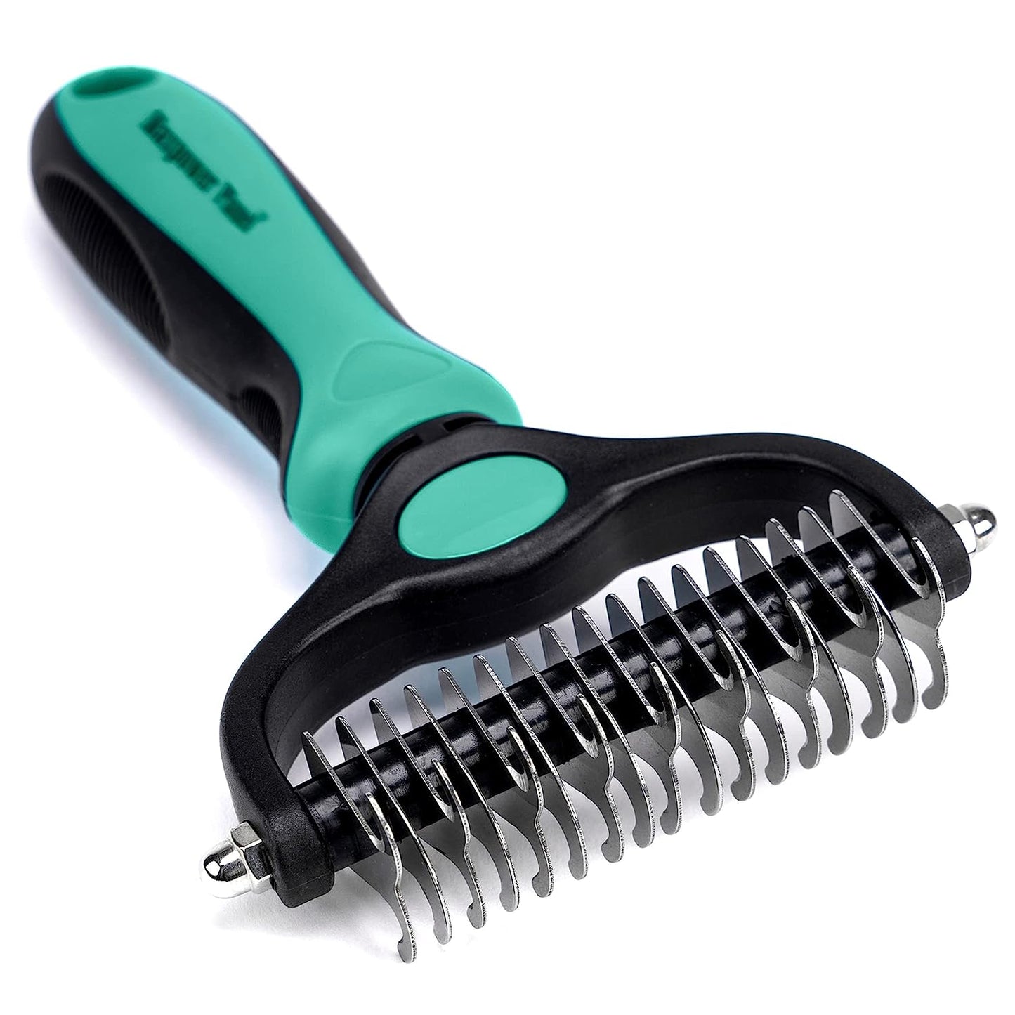 Double-Sided Pet Grooming Brush: Unlock Your Pet's Best Fur | Essential Shedding & Dematting Undercoat Rake Comb | Perfect for Dogs & Cats | Extra Wide Design in Captivating Blue | Elevate Your Grooming Routine with Flawless Results!