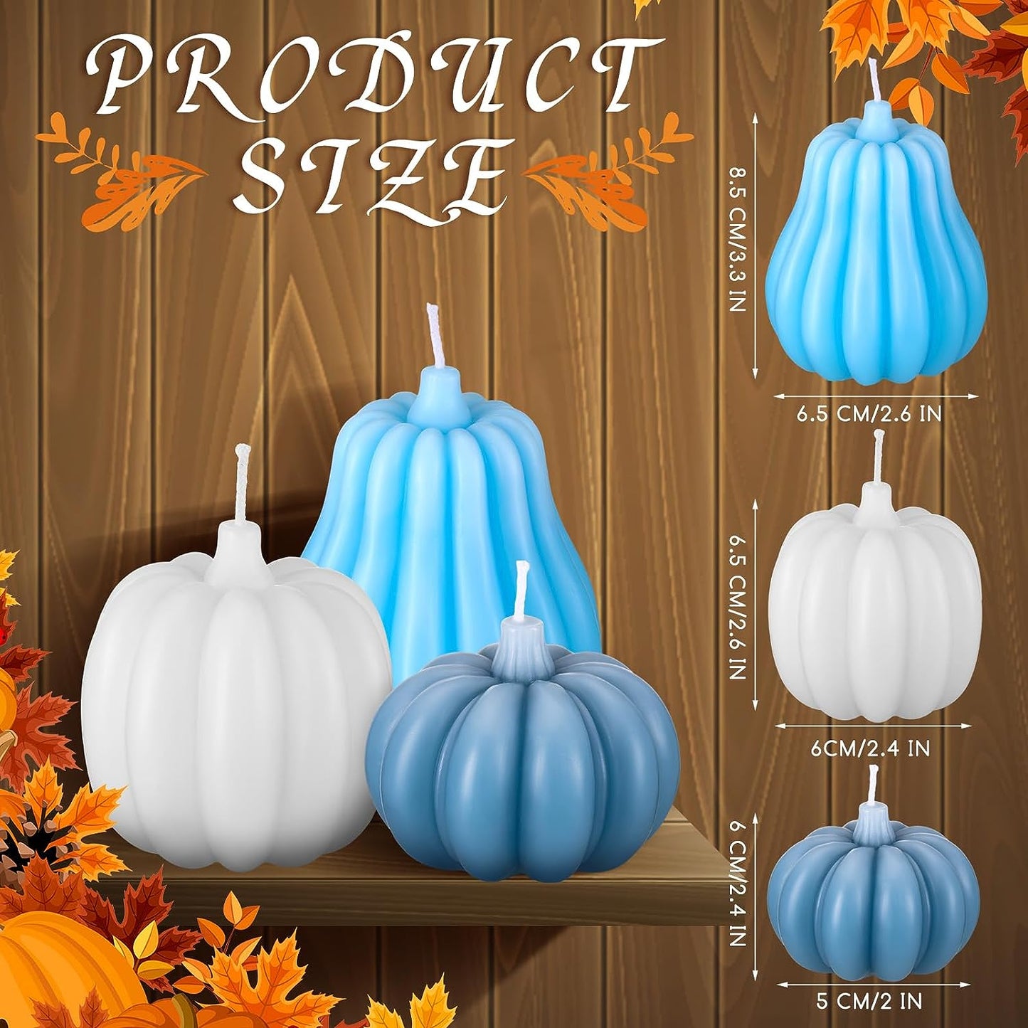 Soy Wax Candles: Handmade BLUE Pumpkin Shaped Scented Candles | Pumpkin Dreams: 3 Handmade Fall Soy Candles in Pastel Hues π