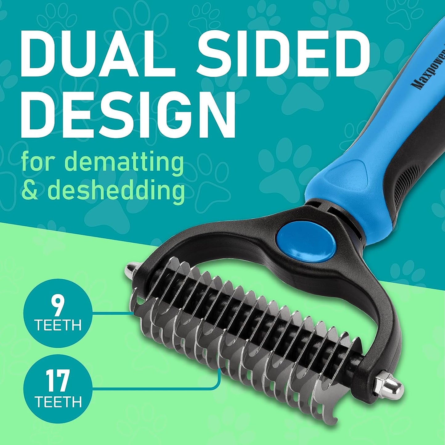 Double-Sided Pet Grooming Brush: Unlock Your Pet's Best Fur | Essential Shedding & Dematting Undercoat Rake Comb | Perfect for Dogs & Cats | Extra Wide Design in Captivating Blue | Elevate Your Grooming Routine with Flawless Results!