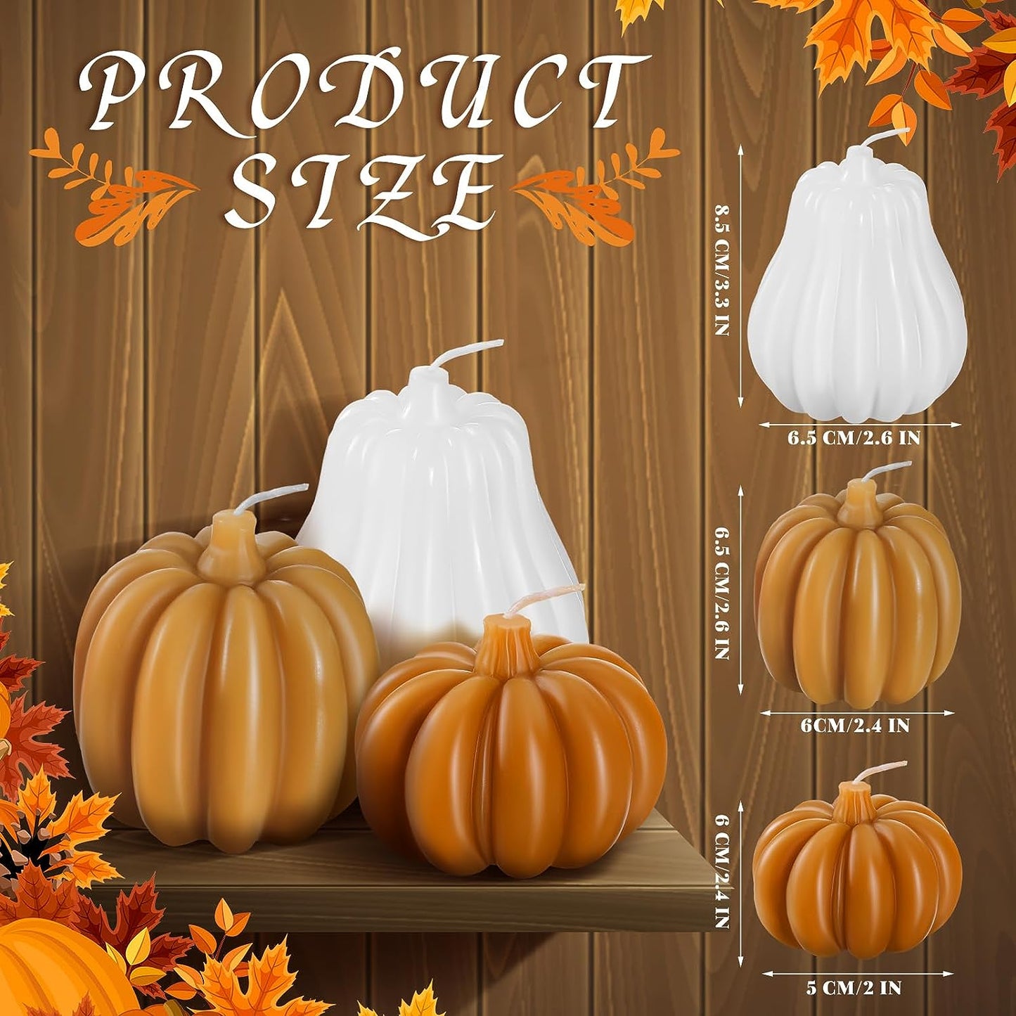 Soy Wax Candles: Handmade ORANGE WHITE Pumpkin Shaped Scented Candles | Pumpkin Dreams: 3 Handmade Fall Soy Candles in Pastel Hues π