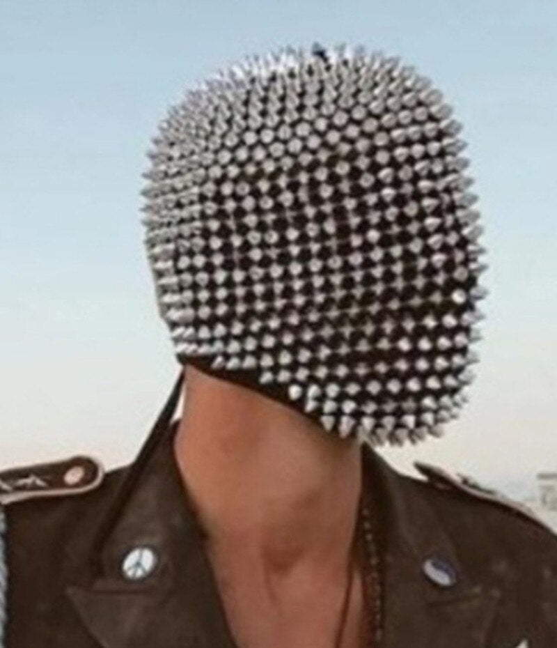 Golden Full Mask | Party Cosplay Helmet | Nightclub Rivet Headgear GOLD/SILVER Latex Mask