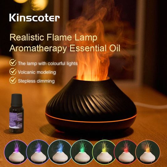 Volcanic Aroma Diffuser | Essential Oil Lamp | 130Ml USB Portable Air Humidifier with Color Flame Night Light