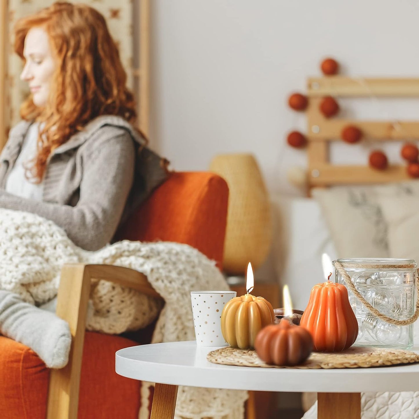 Soy Wax Candles: Handmade ORANGE, YELLOW Pumpkin Shaped Scented Candles | Pumpkin Dreams: 3 Handmade Fall Soy Candles in Pastel Hues π