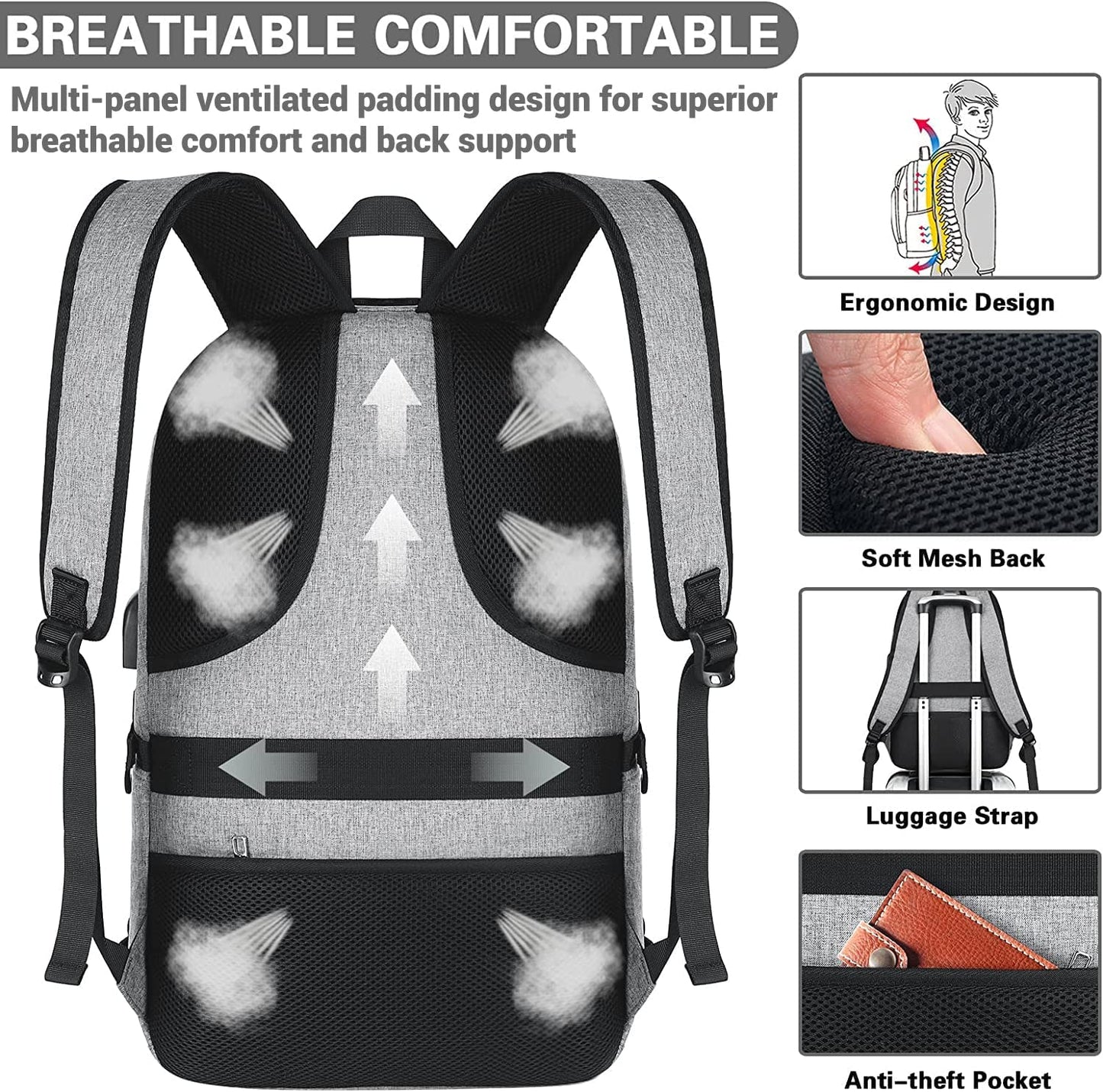 Anti-Theft Travel Laptop Backpack for 17.3 inch Laptops | USB Charging and AUX Ports | Explore with Confidence