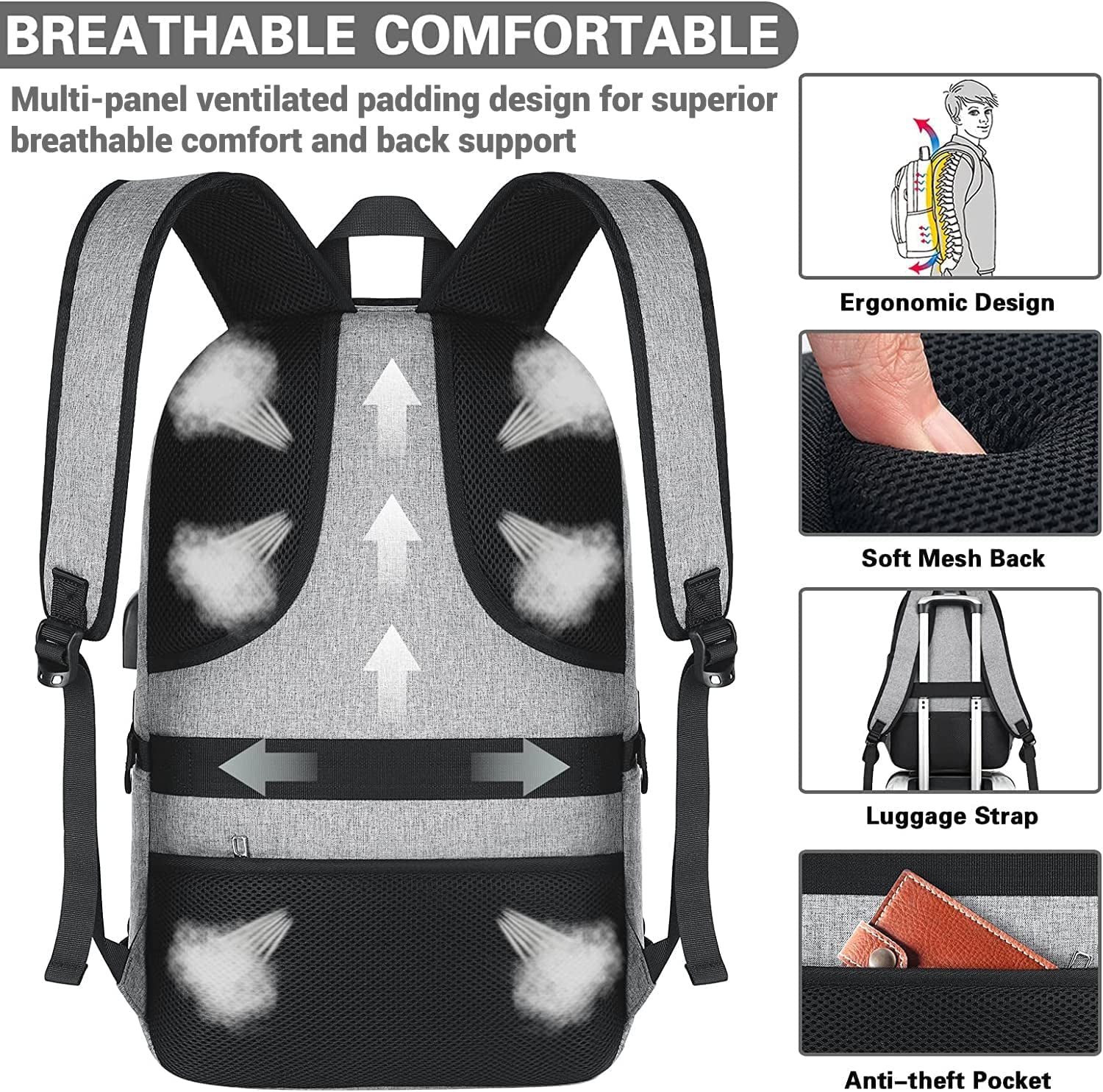 Anti-Theft Travel Laptop Backpack for 17.3 inch Laptops | USB Charging and AUX Ports | Explore with Confidence