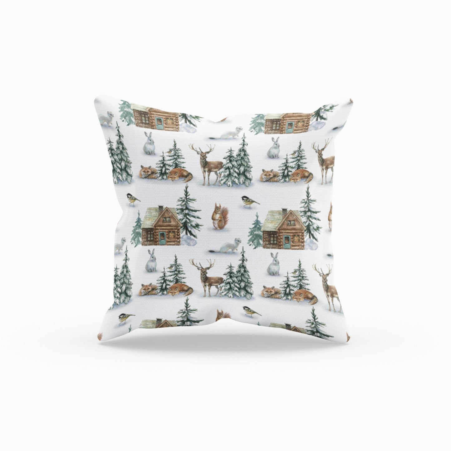 Christmas Decor of Grid House in Nature Throw Pillow Cushion