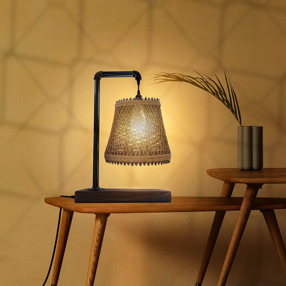 Industrial Vintage Ratio E27 Bedside Table Lamp Light Cage LED Bulb