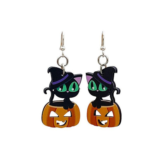 Cute Halloween Cat Earrings - Eco-Friendly and Adorable