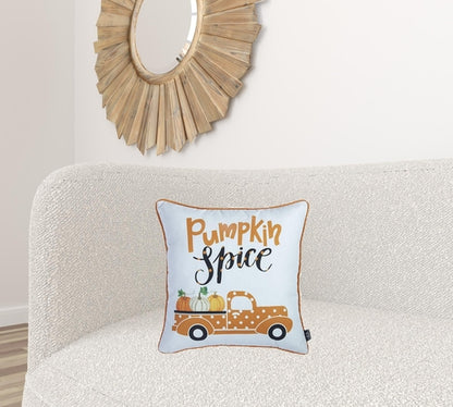 Set of 2 18inches Thanksgiving Pumpkin Spice Square Throw Pillow Cover