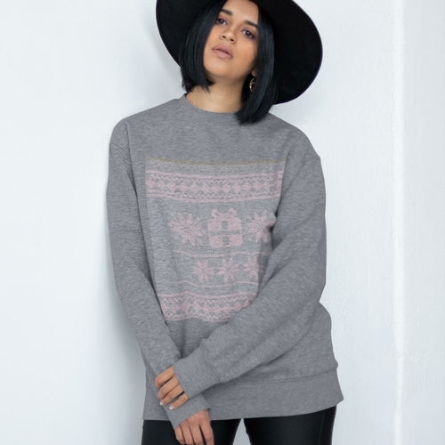 Festive Charm: Women's Christmas Faux Embroidered Sweatshirt