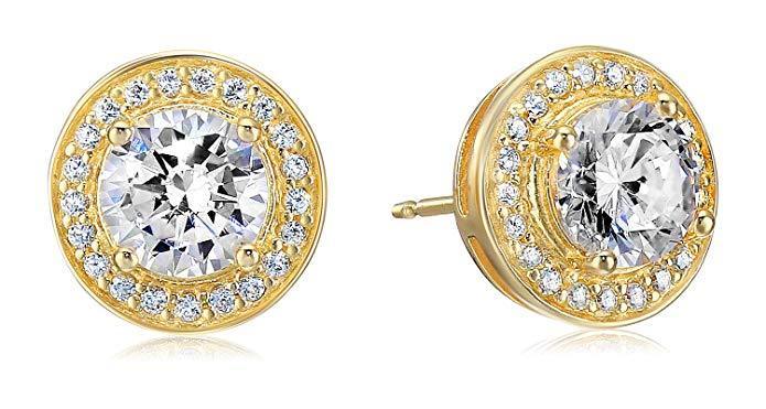 Halo Stud Earrings with Crystals with FREE Gift Box