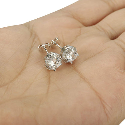 Halo Stud Earrings with Crystals with FREE Gift Box