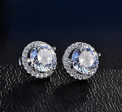 Halo Stud Earrings with Crystals with FREE Gift Box