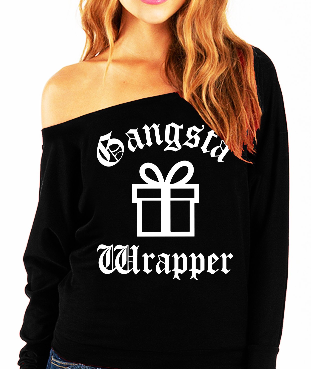 "Gangsta Wrapper" Christmas Off-Shoulder Sweater
