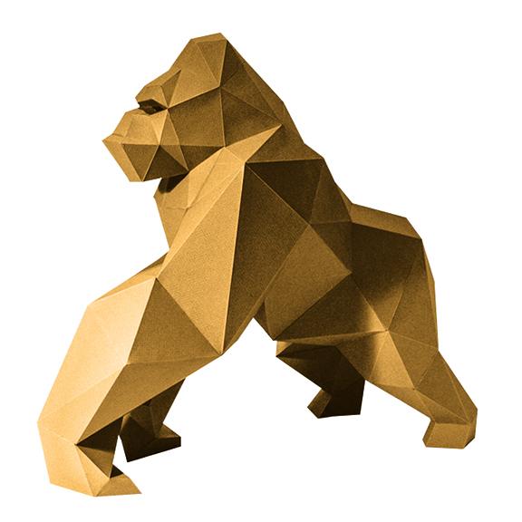 Gorilla 3D Model Table Decor - Gold Limited Edition