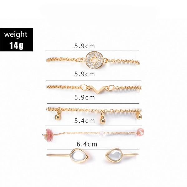 5-Piece Pink Crystal Celestial Bracelet Set