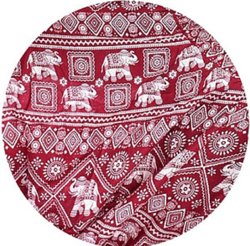 Bohotusk Red Elephant Print Harem Pants Elasticated Smocked Waist
