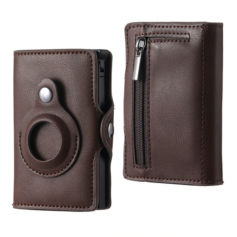 Premium Leather Wallet with Airtag Tracker Case