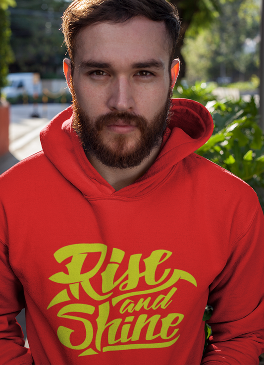 Men's 'Rise & Shine' Red Hoodie: Start Your Day with Style