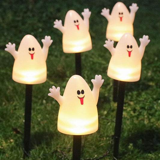 5pcs Solar Halloween Ghost Lights | Spooky Garden Horror Decor | Halloween Party Atmosphere