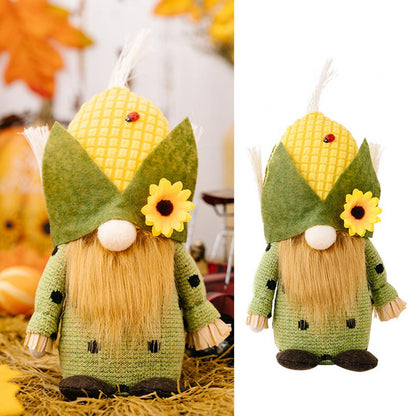 Harvest Gnome Sweethearts | Handmade Corn Husk Mr. & Mrs. Gnomes | Whimsical Autumnal Plush Decor