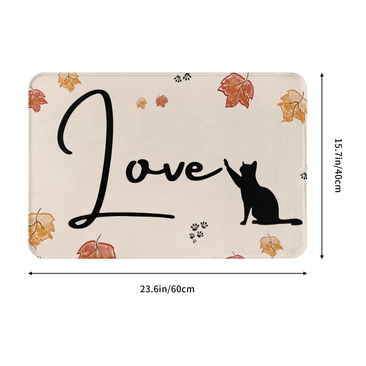 Spooky Black Cat Love Non-Slip Indoor Doormat | Halloween Welcome Mat | Fall Season Home Decor Rug | Feline Friends Living Room Carpet