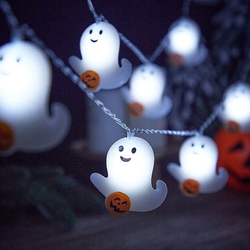 Halloween Solar String Lights | Adorable Pumpkin and Ghost Faces | Garden, Bar, and Party Decorations