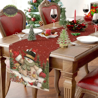 Joyful Christmas Wonders Table Runner | 100% Linen | Holiday Seasonal Decor for Home and Gatherings