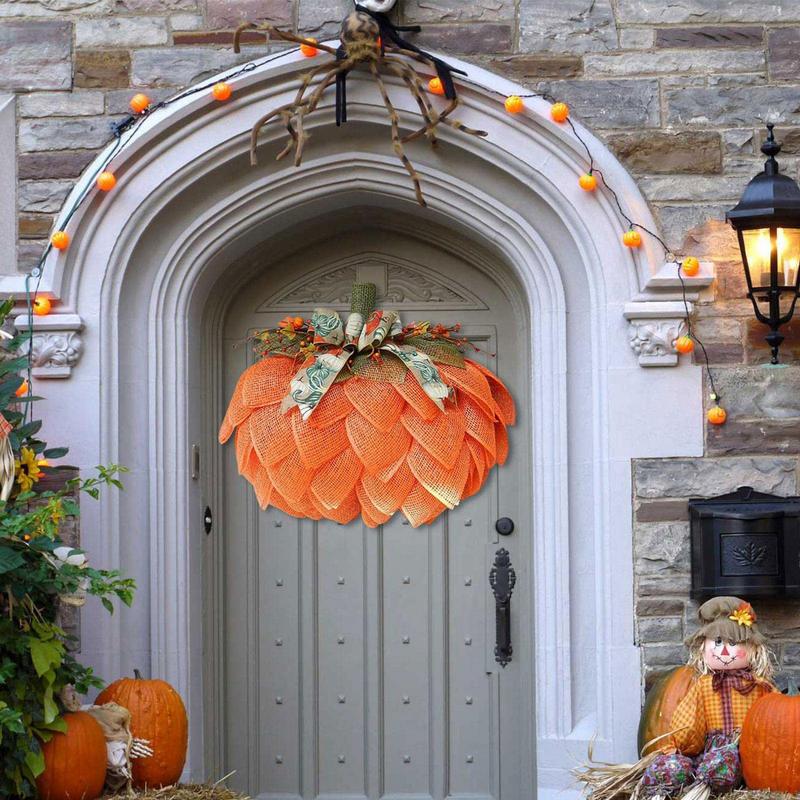 Enchanted Fall Pumpkin Door Wreath | Autumn Harvest Delight | Handcrafted Farmhouse Home Decor for All Seasons