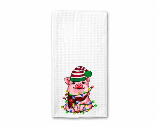 Festive Farmhouse Charm: Christmas Pig Kitchen Towel