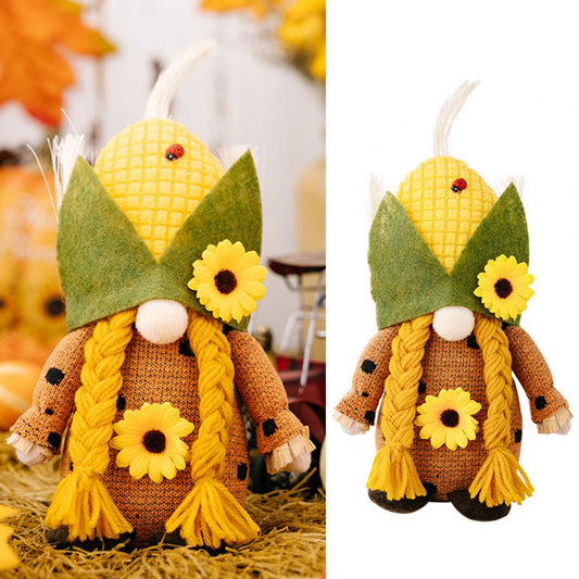 Harvest Gnome Sweethearts | Handmade Corn Husk Mr. & Mrs. Gnomes | Whimsical Autumnal Plush Decor