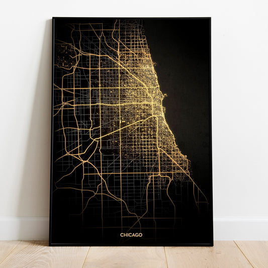 CHICAGO IL CITY MAP Contemporary Wall Poster