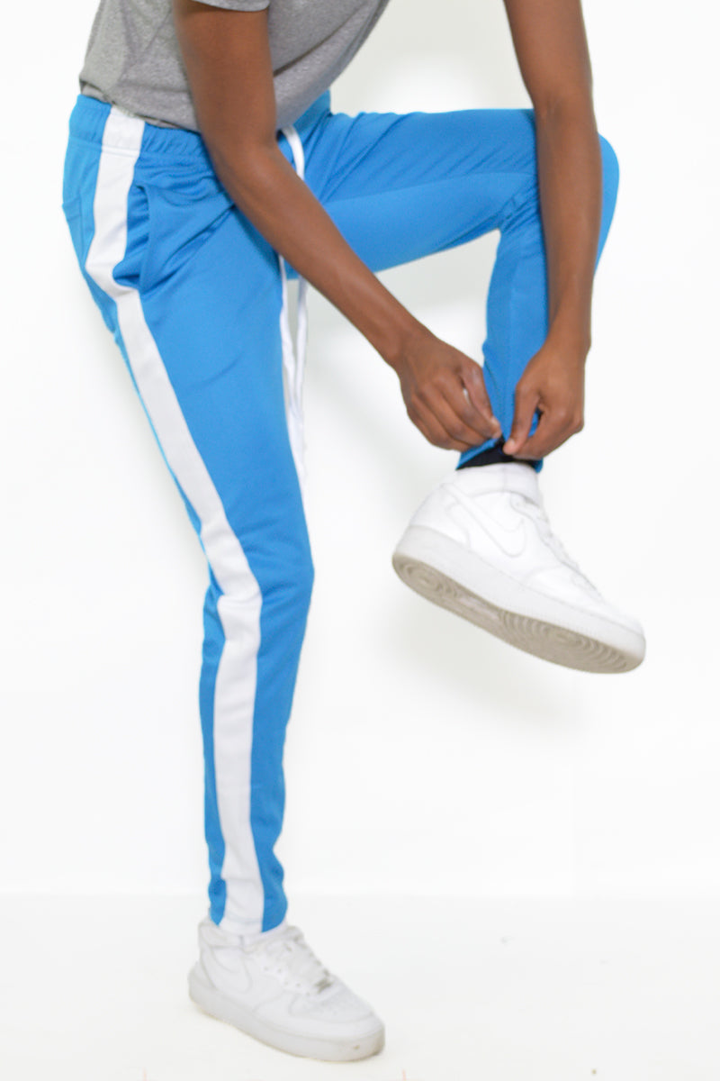 Sleek Edge Men's Slim Fit Athletic Track Pants with Stripe Detail