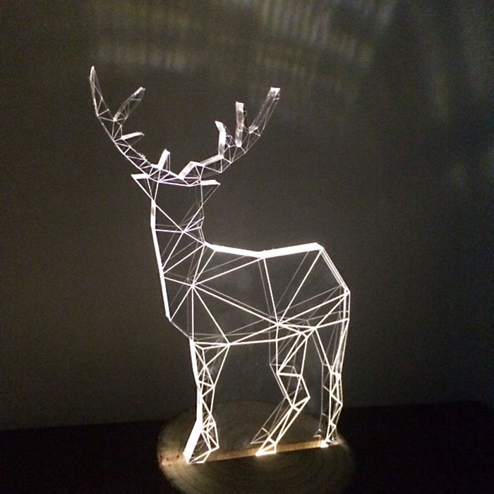 Transparent Fawn LED Light with 3D Line Pattern